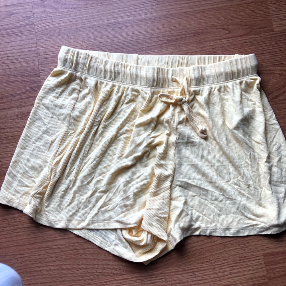 aerie Pale Yellow Ribbed Lounge Shorts
